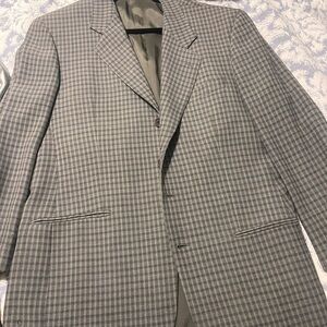 Giorgio Armani Gray Sport Coat with Classic Black and White Gingham Pattern